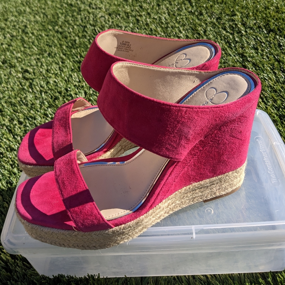 Jessica Simpson Hot Pink Sierra Wedges Size 10 NWOT
